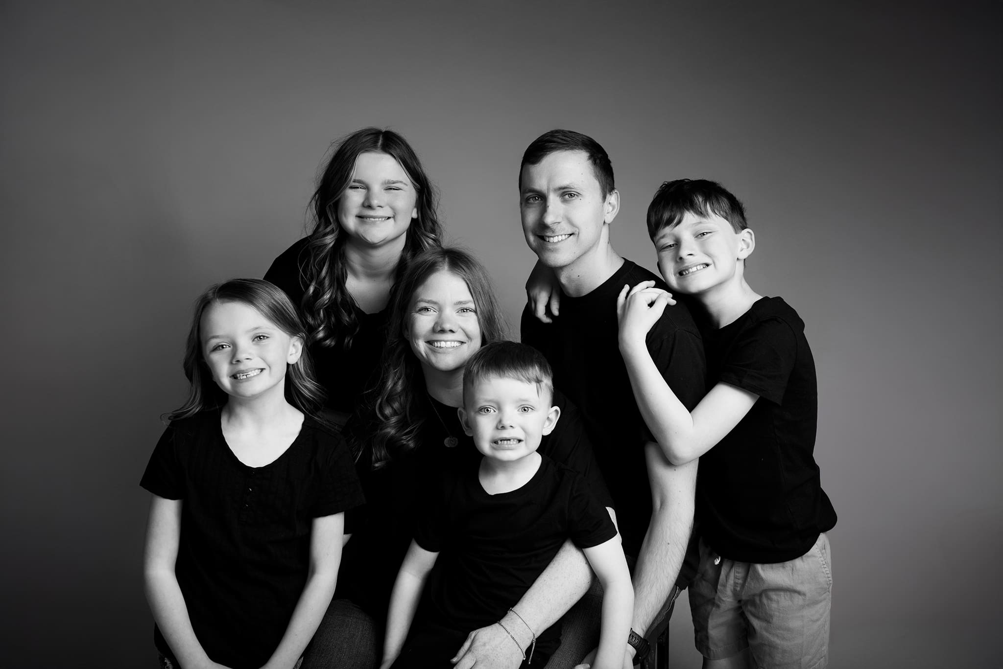 family session in studio black and white